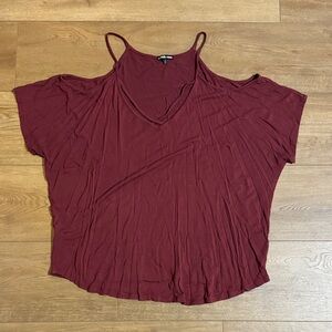 Charlotte Russe Burgundy Cold Shoulder Blouse